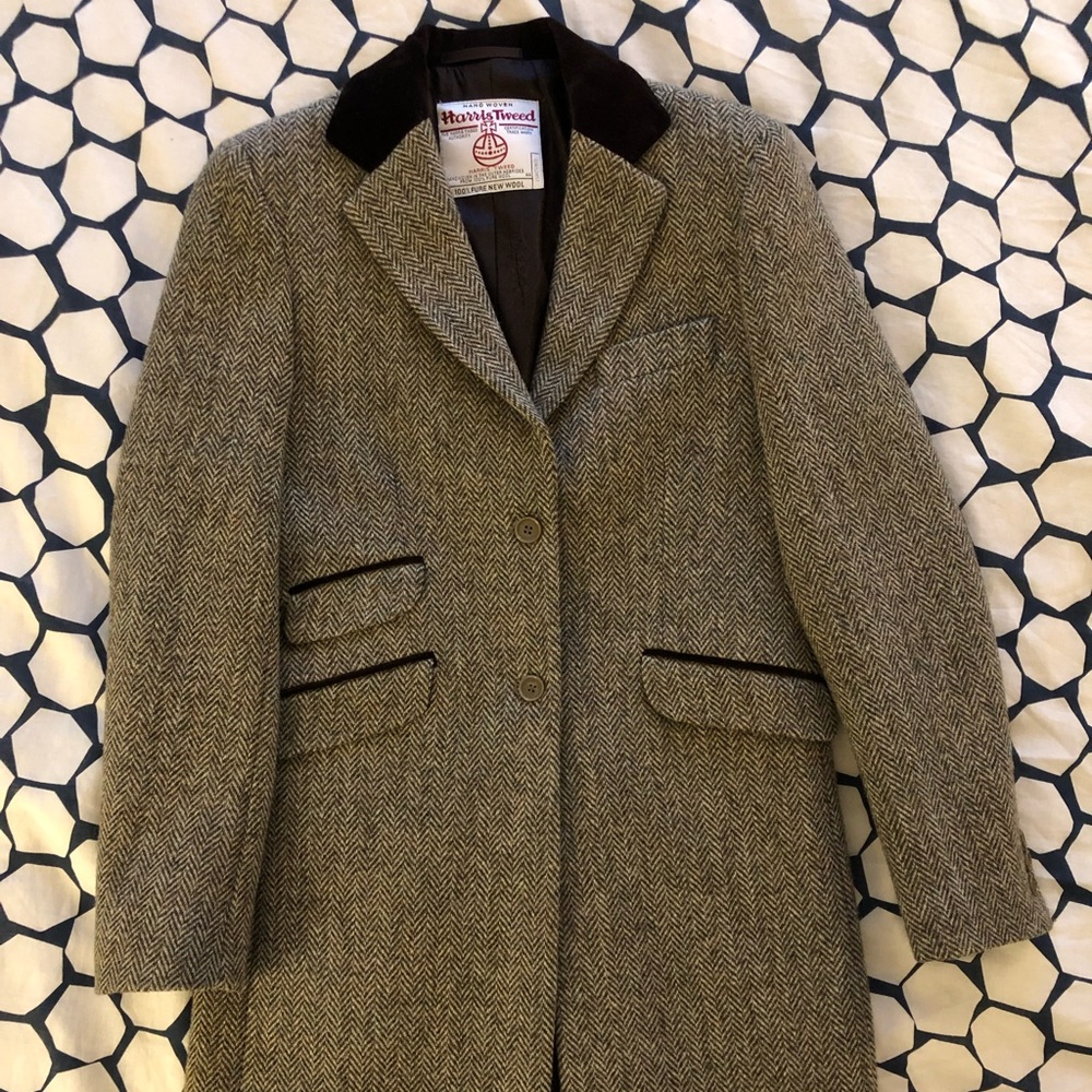 Vintage Harris Tweed Long Ladies Riding Coat Brown